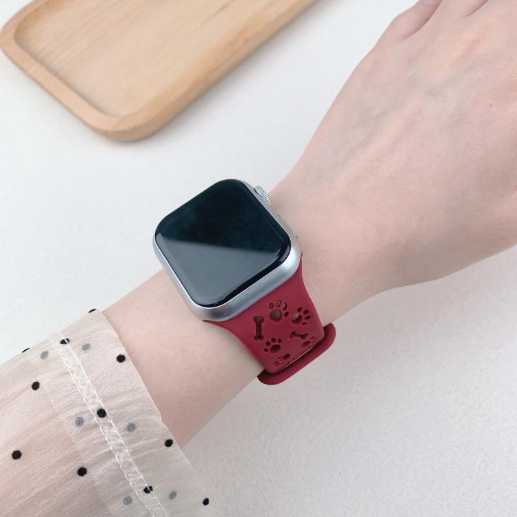 Dog Paw Bones Butterfly Buckle Silicone Watch Band, For Apple Watch 46mm / 49mm / 45mm / 44mm, For Apple Watch 42mm / 41mm / 40mm / 38mm