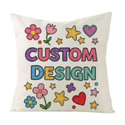 Child Drawing Printed Sofa Pillow Case No Core Print On Your Demand, 35x35cm, 40x40cm, 45x45cm, 50x50cm, 60x60cm