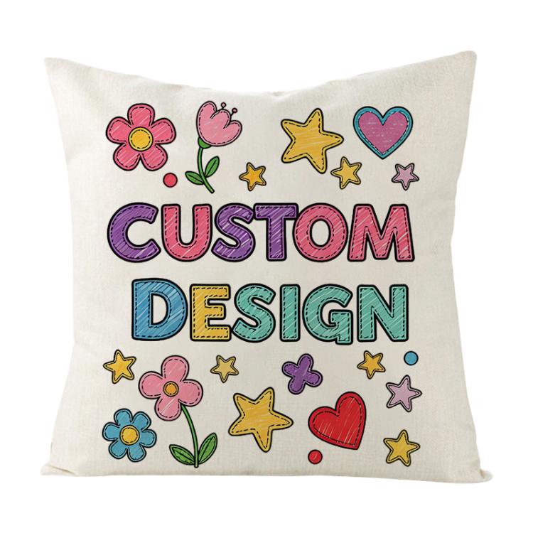 Child Drawing Printed Sofa Pillow Case No Core Print On Your Demand, 35x35cm, 40x40cm, 45x45cm, 50x50cm, 60x60cm
