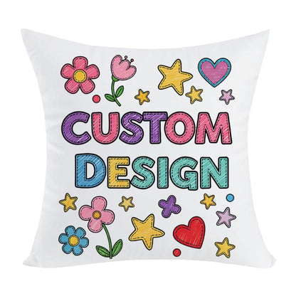 Child Drawing Printed Sofa Pillow Case No Core Print On Your Demand, 35x35cm, 40x40cm, 45x45cm, 50x50cm, 60x60cm