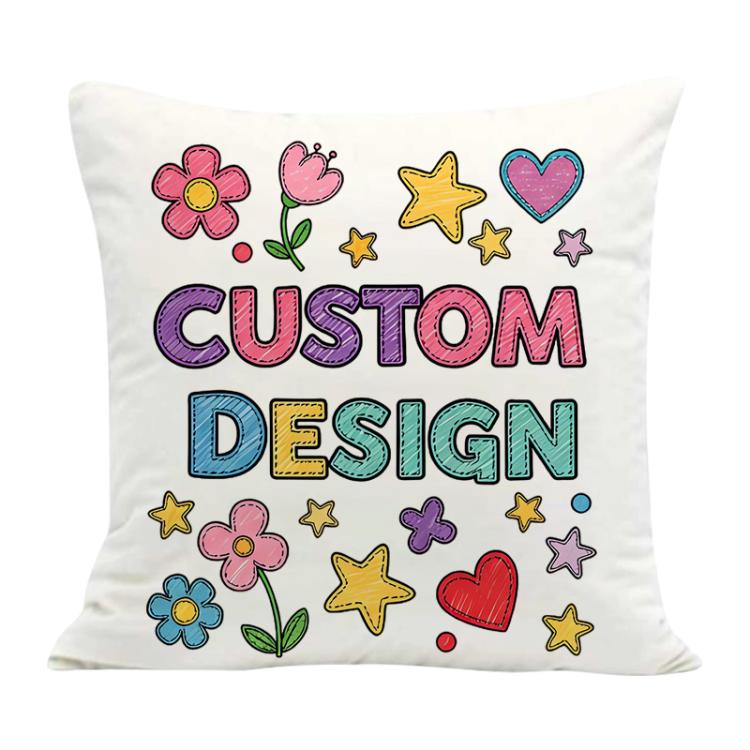 Child Drawing Printed Sofa Pillow Case No Core Print On Your Demand, 35x35cm, 40x40cm, 45x45cm, 50x50cm, 60x60cm
