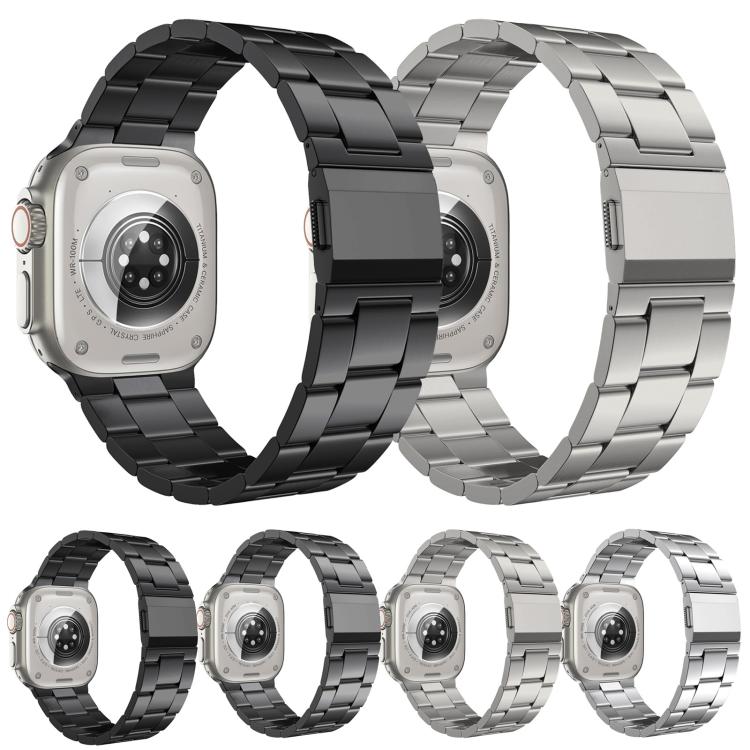 Norman Clasp Three-Link Stainless Steel Watch Band, For Apple Watch 46mm / 49mm / 45mm / 44mm