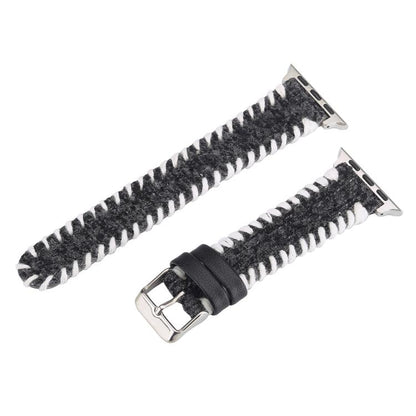 Retro Stitched Wool Genuine Leather Watch Band, For Apple Watch 46mm / 49mm / 45mm / 44mm, For Apple Watch 42mm / 41mm / 40mm / 38mm