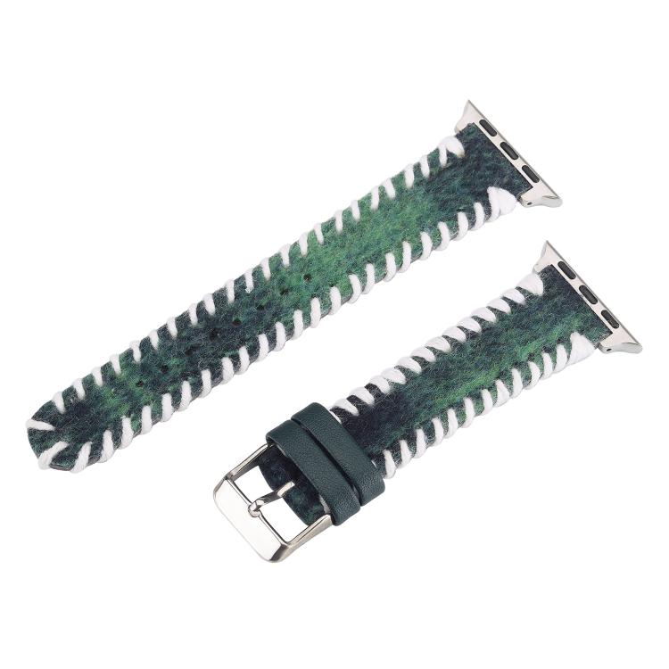 Retro Stitched Wool Genuine Leather Watch Band, For Apple Watch 46mm / 49mm / 45mm / 44mm, For Apple Watch 42mm / 41mm / 40mm / 38mm