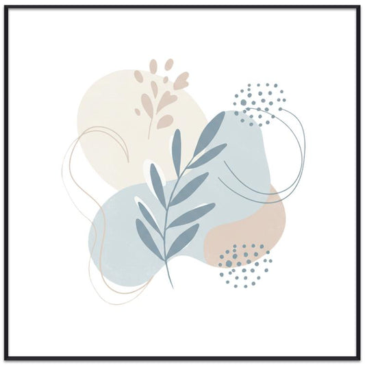 Peinture décorative "Feuilles fraîches" avec cadre en PS, impression sur demande, 15x20cm, 20x20cm, 30x30cm, 40x40cm, 50x50cm, 60x60cm, 70x70cm, 80x80cm, 90x90cm