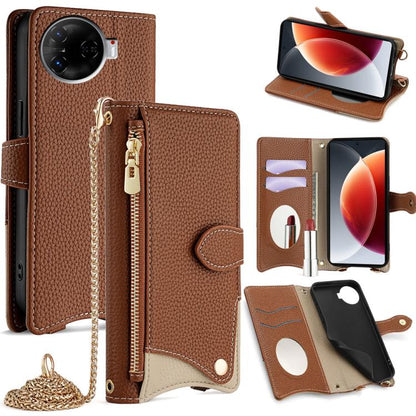 Crossbody Chain Fishtail Litchi Leather Phone Case, For Tecno Pova Slim, For Tecno Pova 7 Pro 5G, For Tecno Pova 7 5G, For Tecno Spark 40 Pro+ 4G, For Tecno Spark 40 Pro 4G, For Tecno Camon 40 Premier, For Tecno Spark 30 5G / Pova 6 Neo 5G             ...