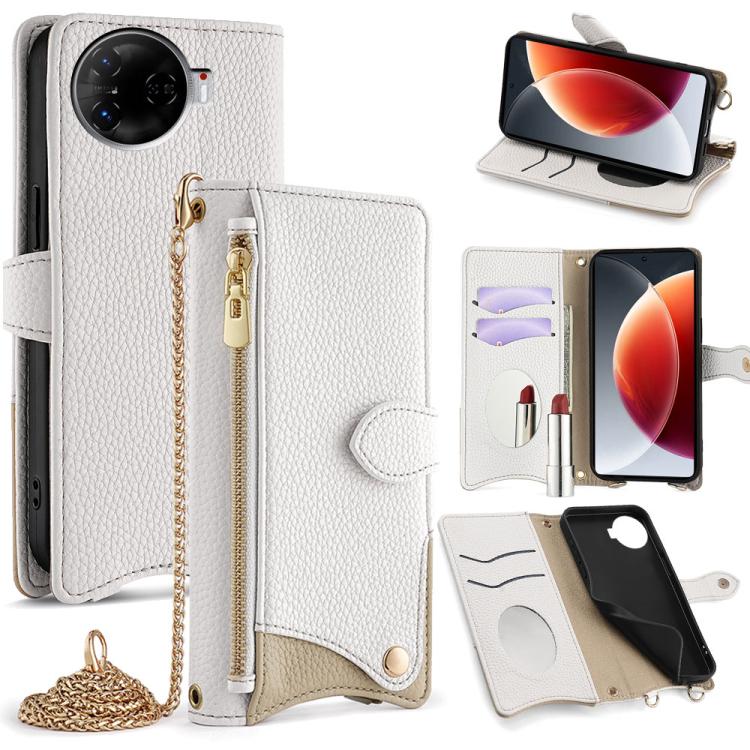 Crossbody Chain Fishtail Litchi Leather Phone Case, For Tecno Pova Slim, For Tecno Pova 7 Pro 5G, For Tecno Pova 7 5G, For Tecno Spark 40 Pro+ 4G, For Tecno Spark 40 Pro 4G, For Tecno Camon 40 Premier, For Tecno Spark 30 5G / Pova 6 Neo 5G             ...