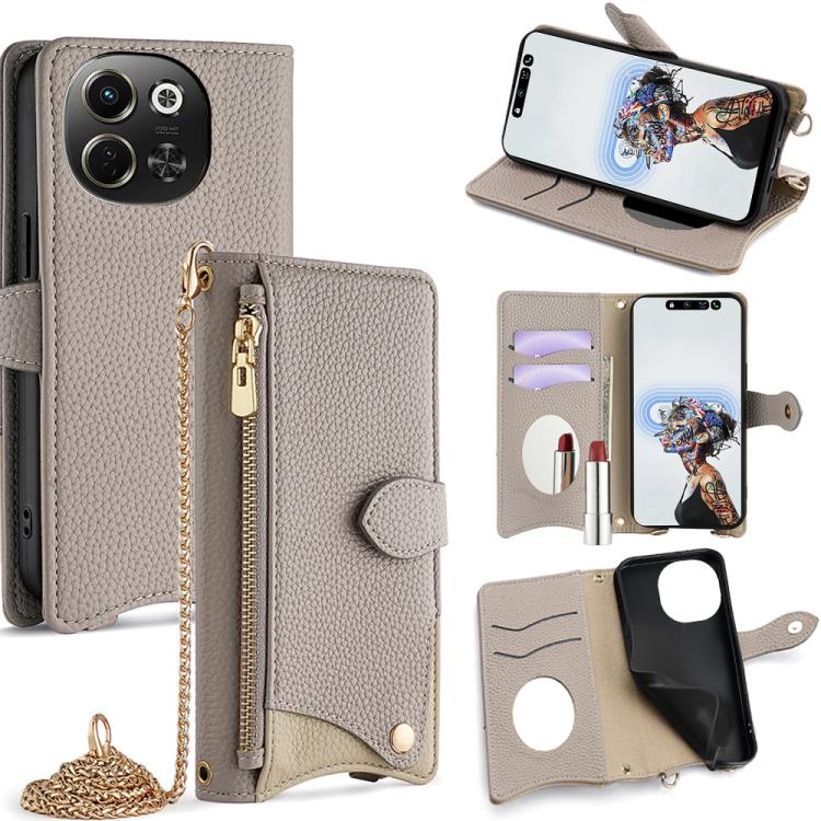 Crossbody Chain Fishtail Litchi Leather Phone Case, For Tecno Pova Slim, For Tecno Pova 7 Pro 5G, For Tecno Pova 7 5G, For Tecno Spark 40 Pro+ 4G, For Tecno Spark 40 Pro 4G, For Tecno Camon 40 Premier, For Tecno Spark 30 5G / Pova 6 Neo 5G             ...
