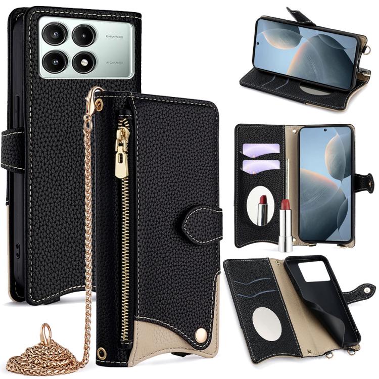 Crossbody Chain Fishtail Litchi Leather Phone Case, For Redmi K90, For Redmi K90 Pro Max, For Redmi 15C 5G / 4G EU 173mm / Poco C85 5G, For Redmi 15C 5G / 4G Global 171mm / Poco C85 4G, For Redmi K80 Ultra, For Redmi A5 4G 171.7mm, For Redmi Note 14S 4...