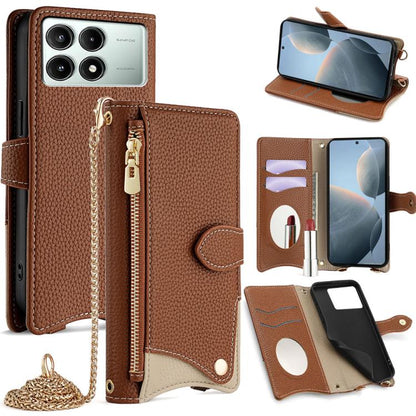 Crossbody Chain Fishtail Litchi Leather Phone Case, For Redmi K90, For Redmi K90 Pro Max, For Redmi 15C 5G / 4G EU 173mm / Poco C85 5G, For Redmi 15C 5G / 4G Global 171mm / Poco C85 4G, For Redmi K80 Ultra, For Redmi A5 4G 171.7mm, For Redmi Note 14S 4...
