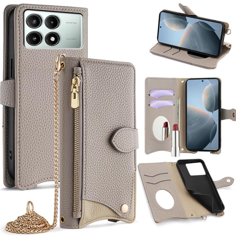 Crossbody Chain Fishtail Litchi Leather Phone Case, For Redmi K90, For Redmi K90 Pro Max, For Redmi 15C 5G / 4G EU 173mm / Poco C85 5G, For Redmi 15C 5G / 4G Global 171mm / Poco C85 4G, For Redmi K80 Ultra, For Redmi A5 4G 171.7mm, For Redmi Note 14S 4...