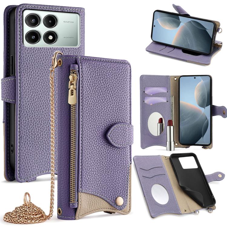 Crossbody Chain Fishtail Litchi Leather Phone Case, For Redmi K90, For Redmi K90 Pro Max, For Redmi 15C 5G / 4G EU 173mm / Poco C85 5G, For Redmi 15C 5G / 4G Global 171mm / Poco C85 4G, For Redmi K80 Ultra, For Redmi A5 4G 171.7mm, For Redmi Note 14S 4...