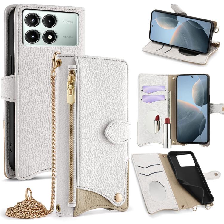 Crossbody Chain Fishtail Litchi Leather Phone Case, For Redmi K90, For Redmi K90 Pro Max, For Redmi 15C 5G / 4G EU 173mm / Poco C85 5G, For Redmi 15C 5G / 4G Global 171mm / Poco C85 4G, For Redmi K80 Ultra, For Redmi A5 4G 171.7mm, For Redmi Note 14S 4...