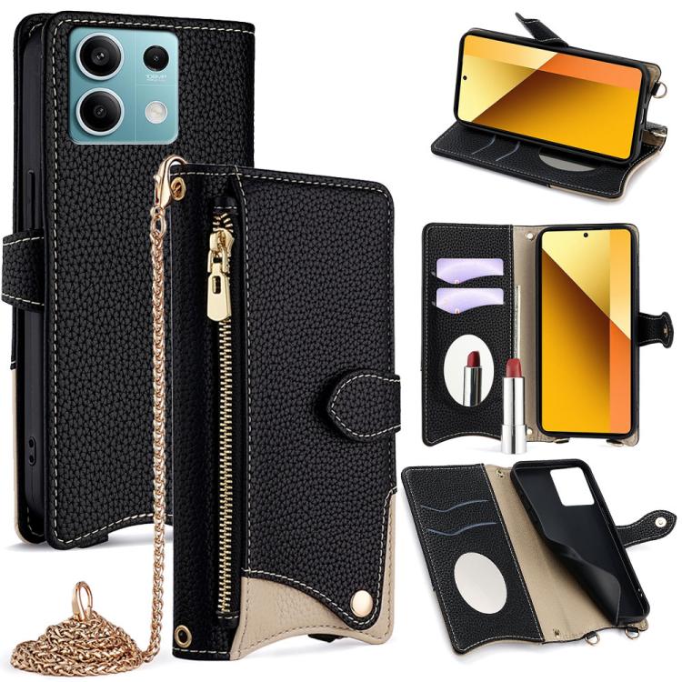 Crossbody Chain Fishtail Litchi Leather Phone Case, For Redmi K90, For Redmi K90 Pro Max, For Redmi 15C 5G / 4G EU 173mm / Poco C85 5G, For Redmi 15C 5G / 4G Global 171mm / Poco C85 4G, For Redmi K80 Ultra, For Redmi A5 4G 171.7mm, For Redmi Note 14S 4...