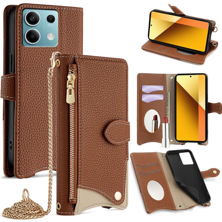 Crossbody Chain Fishtail Litchi Leather Phone Case, For Redmi K90, For Redmi K90 Pro Max, For Redmi 15C 5G / 4G EU 173mm / Poco C85 5G, For Redmi 15C 5G / 4G Global 171mm / Poco C85 4G, For Redmi K80 Ultra, For Redmi A5 4G 171.7mm, For Redmi Note 14S 4...
