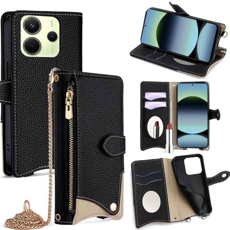 Crossbody Chain Fishtail Litchi Leather Phone Case, For Redmi K90, For Redmi K90 Pro Max, For Redmi 15C 5G / 4G EU 173mm / Poco C85 5G, For Redmi 15C 5G / 4G Global 171mm / Poco C85 4G, For Redmi K80 Ultra, For Redmi A5 4G 171.7mm, For Redmi Note 14S 4...
