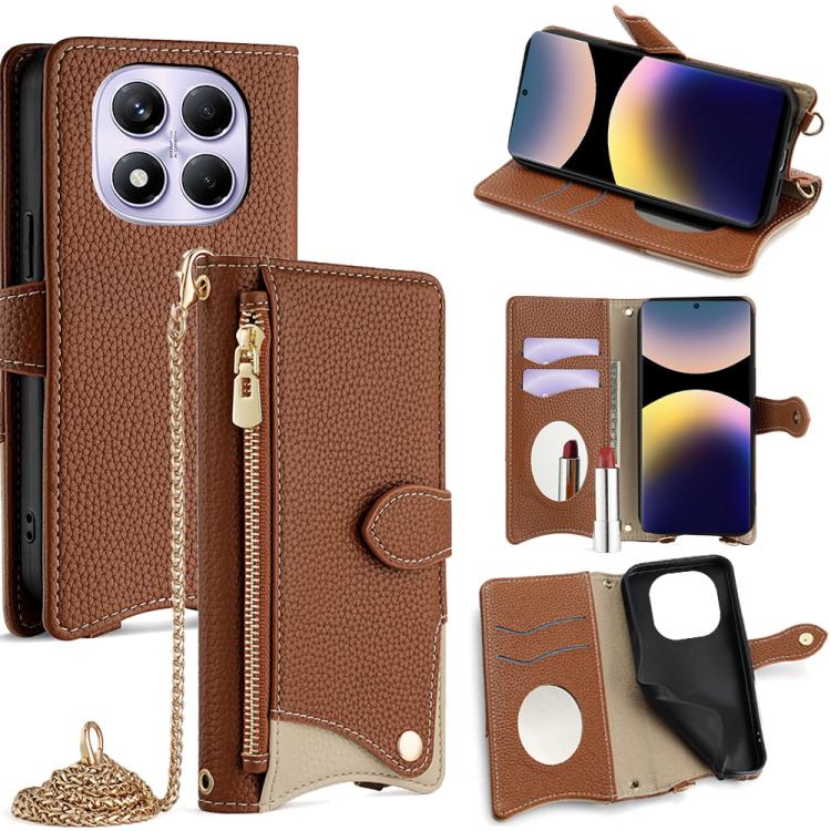 Crossbody Chain Fishtail Litchi Leather Phone Case, For Redmi K90, For Redmi K90 Pro Max, For Redmi 15C 5G / 4G EU 173mm / Poco C85 5G, For Redmi 15C 5G / 4G Global 171mm / Poco C85 4G, For Redmi K80 Ultra, For Redmi A5 4G 171.7mm, For Redmi Note 14S 4...