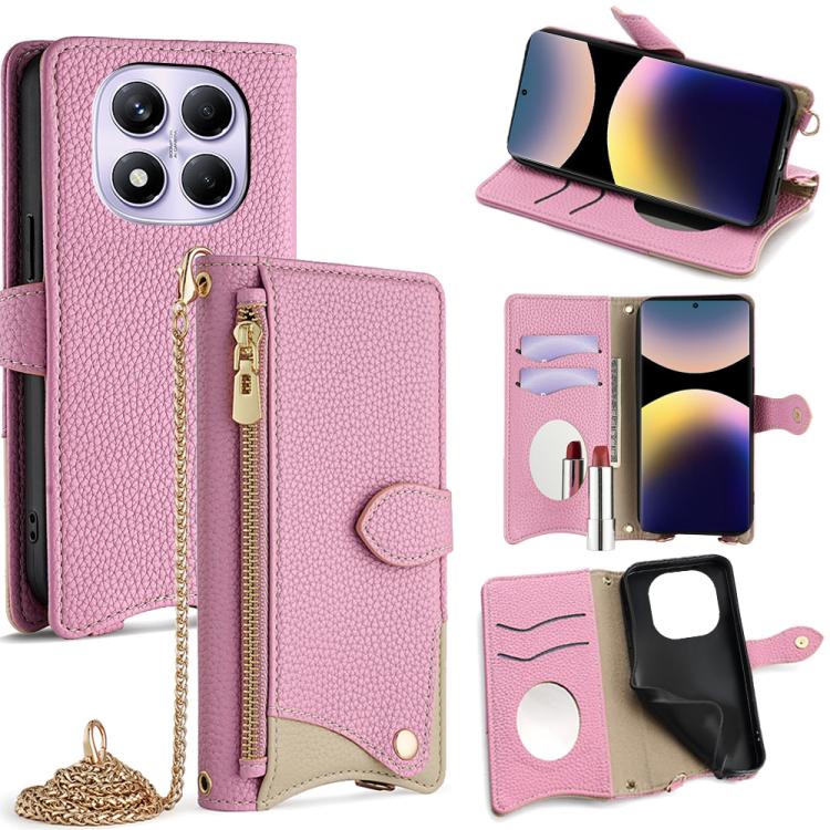 Crossbody Chain Fishtail Litchi Leather Phone Case, For Redmi K90, For Redmi K90 Pro Max, For Redmi 15C 5G / 4G EU 173mm / Poco C85 5G, For Redmi 15C 5G / 4G Global 171mm / Poco C85 4G, For Redmi K80 Ultra, For Redmi A5 4G 171.7mm, For Redmi Note 14S 4...