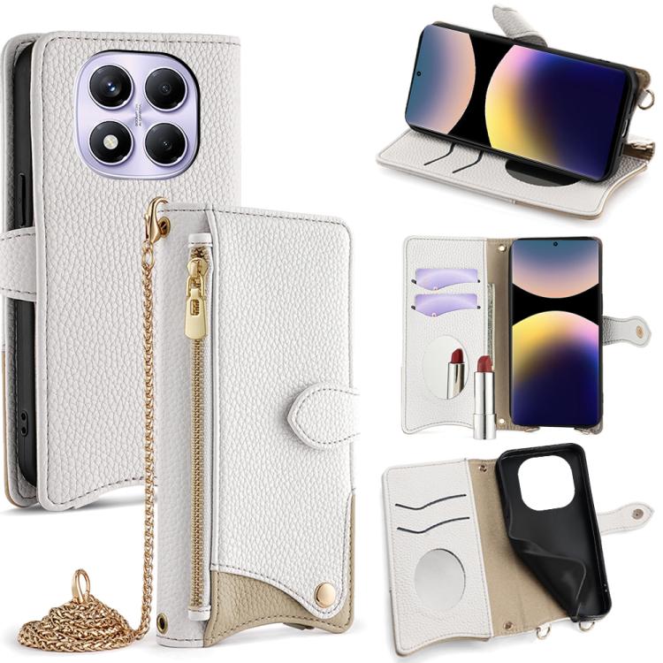 Crossbody Chain Fishtail Litchi Leather Phone Case, For Redmi K90, For Redmi K90 Pro Max, For Redmi 15C 5G / 4G EU 173mm / Poco C85 5G, For Redmi 15C 5G / 4G Global 171mm / Poco C85 4G, For Redmi K80 Ultra, For Redmi A5 4G 171.7mm, For Redmi Note 14S 4...