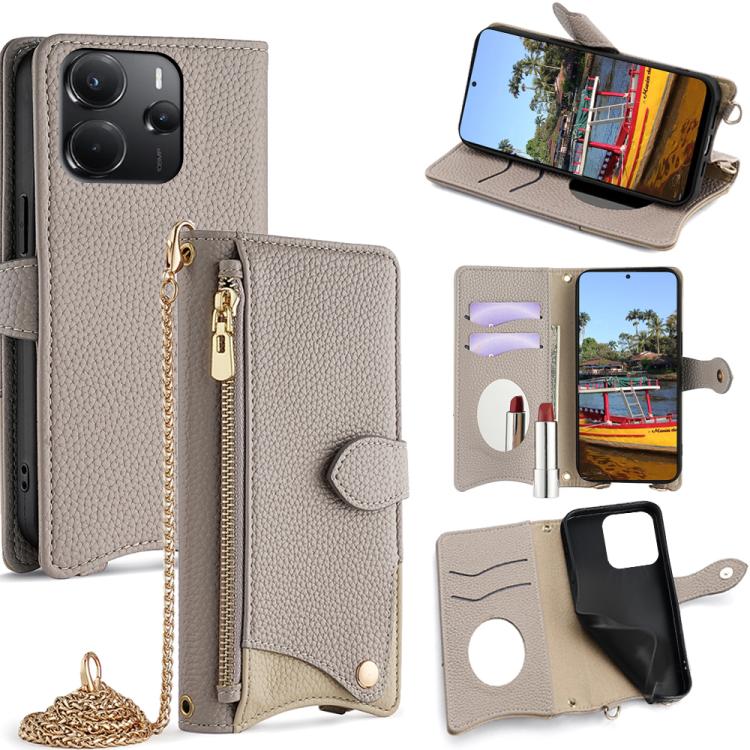 Crossbody Chain Fishtail Litchi Leather Phone Case, For Redmi K90, For Redmi K90 Pro Max, For Redmi 15C 5G / 4G EU 173mm / Poco C85 5G, For Redmi 15C 5G / 4G Global 171mm / Poco C85 4G, For Redmi K80 Ultra, For Redmi A5 4G 171.7mm, For Redmi Note 14S 4...