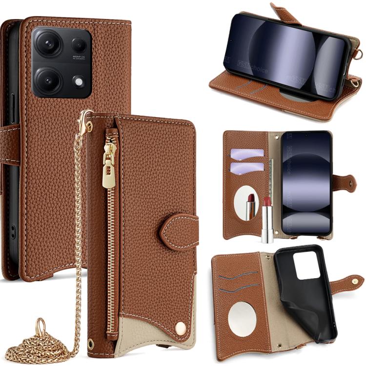 Crossbody Chain Fishtail Litchi Leather Phone Case, For Redmi K90, For Redmi K90 Pro Max, For Redmi 15C 5G / 4G EU 173mm / Poco C85 5G, For Redmi 15C 5G / 4G Global 171mm / Poco C85 4G, For Redmi K80 Ultra, For Redmi A5 4G 171.7mm, For Redmi Note 14S 4...