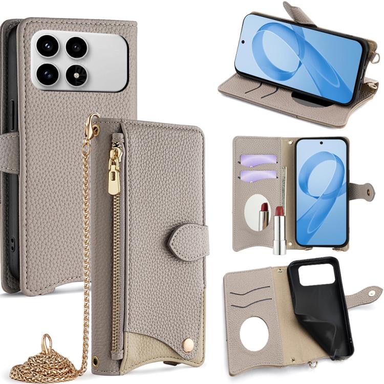 Crossbody Chain Fishtail Litchi Leather Phone Case, For Redmi K90, For Redmi K90 Pro Max, For Redmi 15C 5G / 4G EU 173mm / Poco C85 5G, For Redmi 15C 5G / 4G Global 171mm / Poco C85 4G, For Redmi K80 Ultra, For Redmi A5 4G 171.7mm, For Redmi Note 14S 4...
