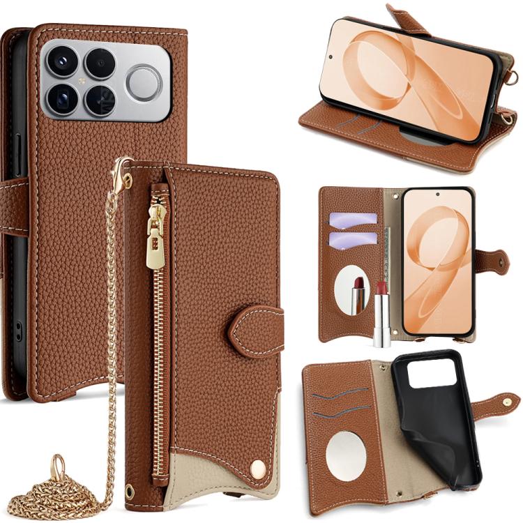 Crossbody Chain Fishtail Litchi Leather Phone Case, For Redmi K90, For Redmi K90 Pro Max, For Redmi 15C 5G / 4G EU 173mm / Poco C85 5G, For Redmi 15C 5G / 4G Global 171mm / Poco C85 4G, For Redmi K80 Ultra, For Redmi A5 4G 171.7mm, For Redmi Note 14S 4...