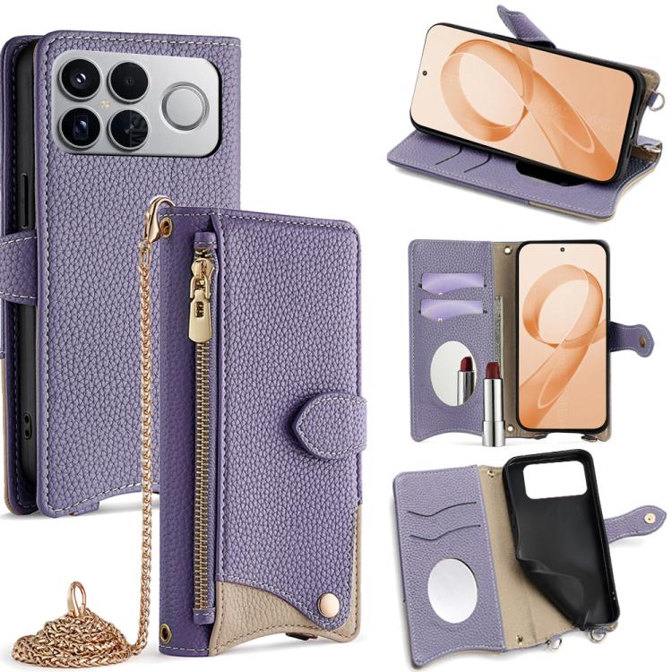Crossbody Chain Fishtail Litchi Leather Phone Case, For Redmi K90, For Redmi K90 Pro Max, For Redmi 15C 5G / 4G EU 173mm / Poco C85 5G, For Redmi 15C 5G / 4G Global 171mm / Poco C85 4G, For Redmi K80 Ultra, For Redmi A5 4G 171.7mm, For Redmi Note 14S 4...