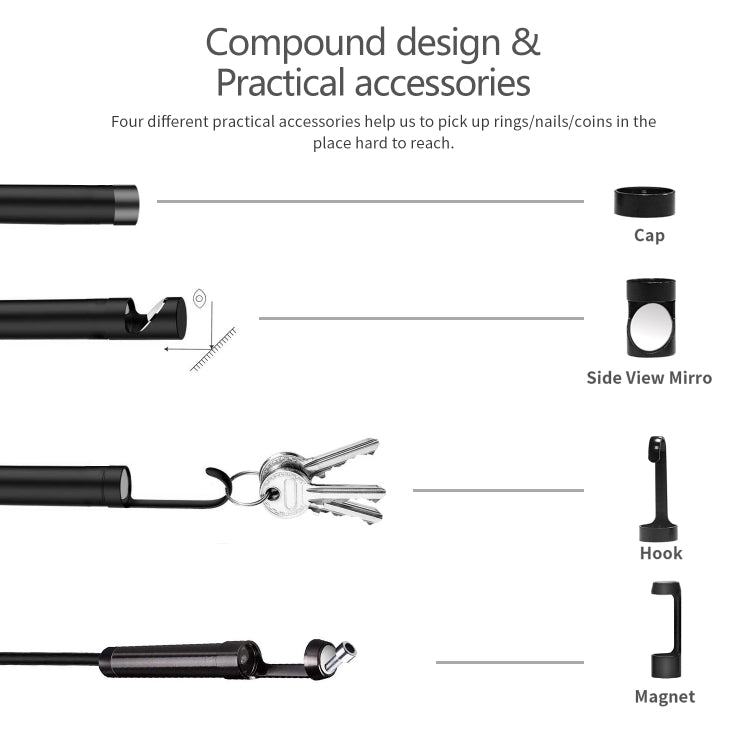 8mm 1080P IP68 Waterproof 4.3 inch Screen Single Camera Digital Endoscope, 7m, 5m, 2m