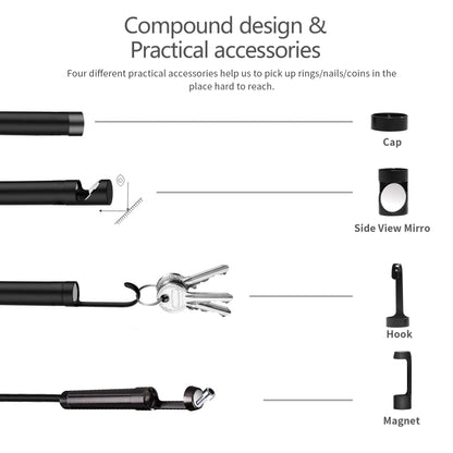 8mm 1080P IP68 Waterproof 4.3 inch Screen Single Camera Digital Endoscope, 7m, 5m, 2m