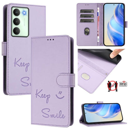Smile Embossing RFID Leather Phone Case, For Realme 14x Global / V70 5G / C75 5G, For Realme Narzo 80 Pro / 14 Pro 5G India, For Realme 14 5G / 14T 5G Global, For Realme P3 Ultra 5G, For Realme P3 5G, For Realme 14 Pro+ 5G, For Realme 14 Pro 5G