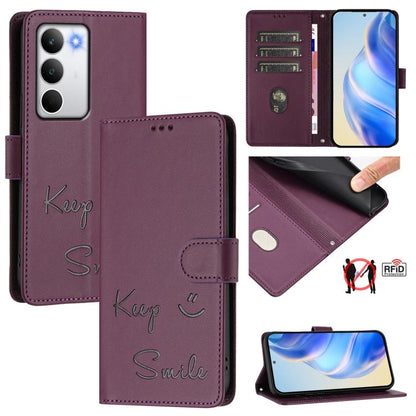 Smile Embossing RFID Leather Phone Case, For Realme P4x 5G / OnePlus Nord CE6 Lite, For Realme 16T 5G Global, For Realme C100 5G, For Realme P4 Power 5G, For Realme Note 80 4G Global, For Realme C83 5G India, For Realme 16 5G Global                    ...