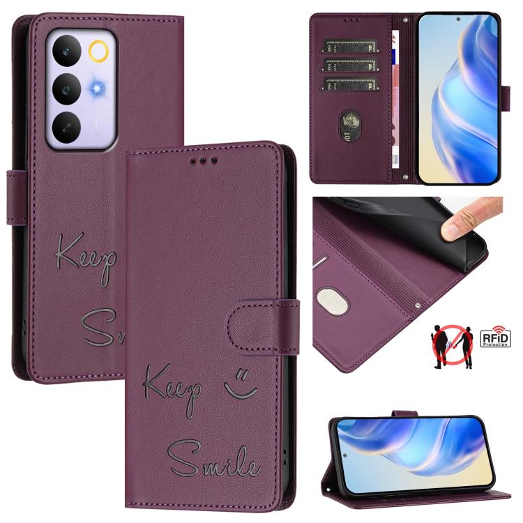 Smile Embossing RFID Leather Phone Case, For Realme P4x 5G / OnePlus Nord CE6 Lite, For Realme 16T 5G Global, For Realme C100 5G, For Realme P4 Power 5G, For Realme Note 80 4G Global, For Realme C83 5G India, For Realme 16 5G Global                    ...
