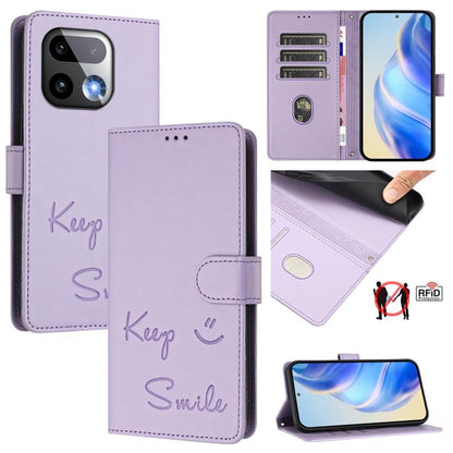 Smile Embossing RFID Leather Phone Case, For Realme P4x 5G / OnePlus Nord CE6 Lite, For Realme 16T 5G Global, For Realme C100 5G, For Realme P4 Power 5G, For Realme Note 80 4G Global, For Realme C83 5G India, For Realme 16 5G Global                    ...