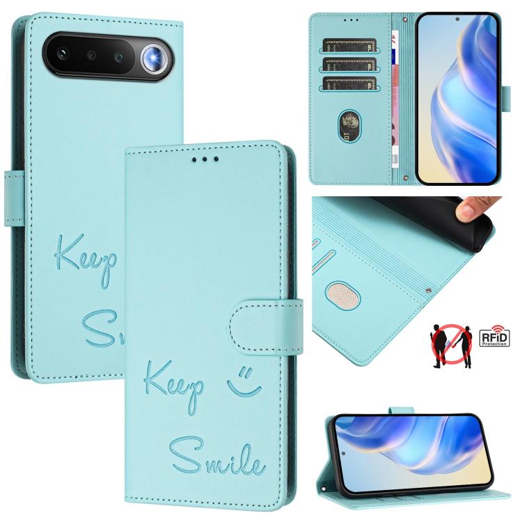 Smile Embossing RFID Leather Phone Case, For Realme P4x 5G / OnePlus Nord CE6 Lite, For Realme 16T 5G Global, For Realme C100 5G, For Realme P4 Power 5G, For Realme Note 80 4G Global, For Realme C83 5G India, For Realme 16 5G Global                    ...