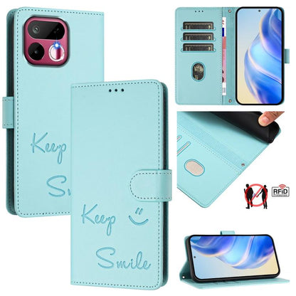 Smile Embossing RFID Leather Phone Case, For Realme P4x 5G / OnePlus Nord CE6 Lite, For Realme 16T 5G Global, For Realme C100 5G, For Realme P4 Power 5G, For Realme Note 80 4G Global, For Realme C83 5G India, For Realme 16 5G Global                    ...