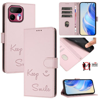 Smile Embossing RFID Leather Phone Case, For Realme P4x 5G / OnePlus Nord CE6 Lite, For Realme 16T 5G Global, For Realme C100 5G, For Realme P4 Power 5G, For Realme Note 80 4G Global, For Realme C83 5G India, For Realme 16 5G Global                    ...