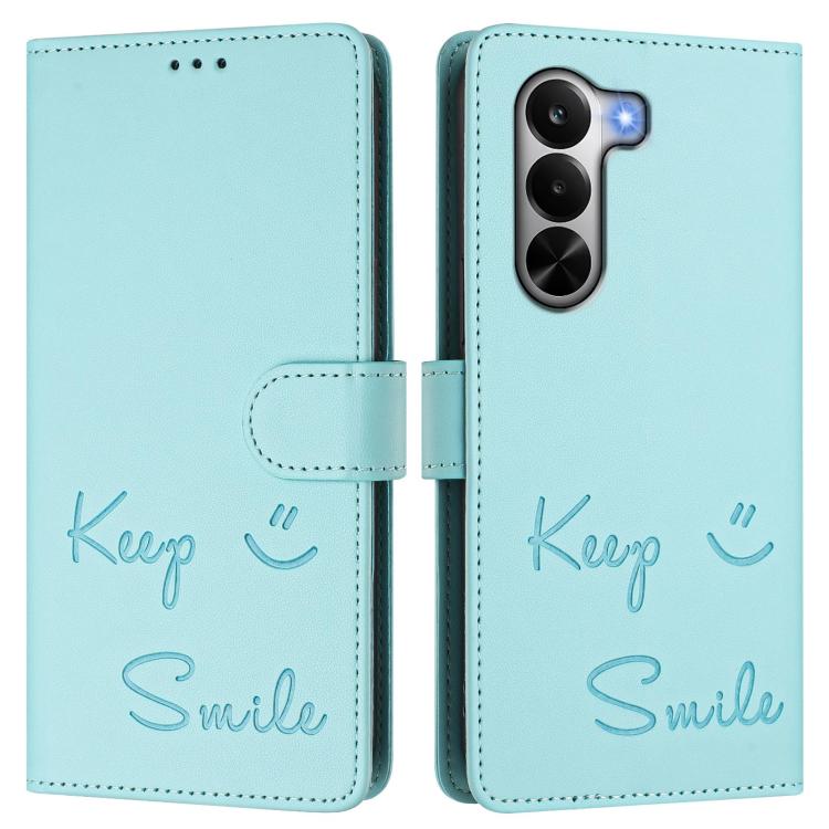 Smile Embossing RFID Leather Phone Case, For Realme P4x 5G / OnePlus Nord CE6 Lite, For Realme 16T 5G Global, For Realme C100 5G, For Realme P4 Power 5G, For Realme Note 80 4G Global, For Realme C83 5G India, For Realme 16 5G Global                    ...