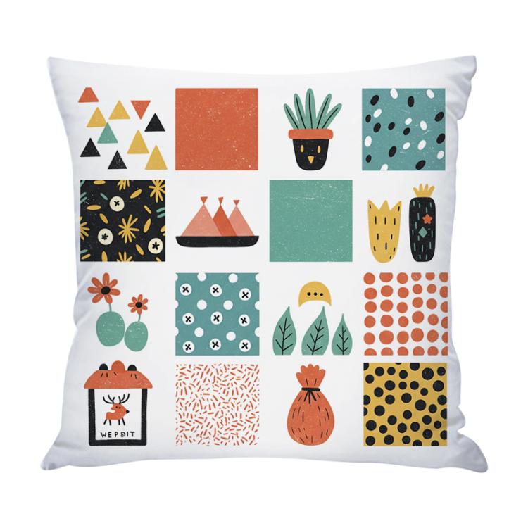 Grid Printed Sofa Pillow Case No Core Print On Your Demand, 35x35cm, 40x40cm, 45x45cm, 50x50cm, 60x60cm