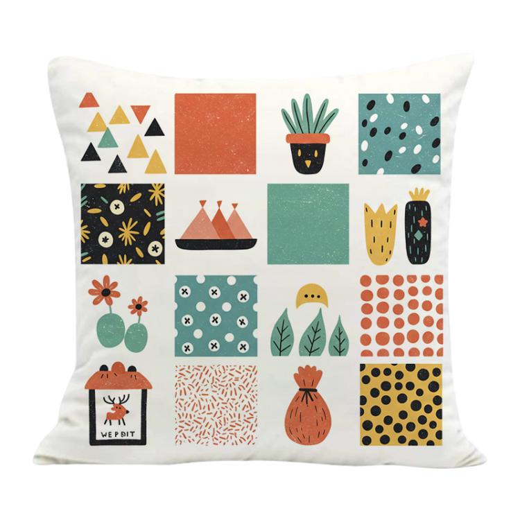 Grid Printed Sofa Pillow Case No Core Print On Your Demand, 35x35cm, 40x40cm, 45x45cm, 50x50cm, 60x60cm