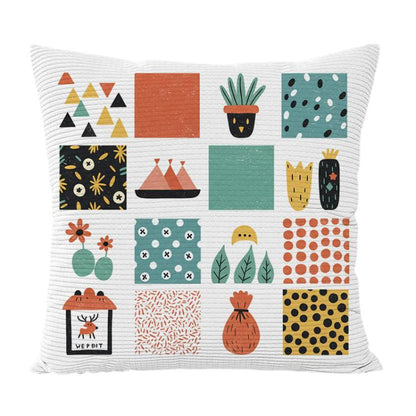 Grid Printed Sofa Pillow With Core Print On Your Demand, 35x35cm, 40x40cm, 45x45cm, 50x50cm, 60x60cm