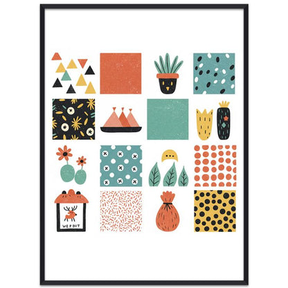 Grid Decorative Painting with PS Frame Print On Your Demand, 15x20cm, 20x20cm, 30x30cm, 40x40cm, 50x50cm, 60x60cm, 70x70cm, 80x80cm, 90x90cm
