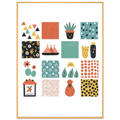 Grid Decorative Painting with Aluminum Alloy Frame Print On Your Demand, 15x20cm, 20x20cm, 30x30cm, 40x40cm, 50x50cm, 60x60cm, 70x70cm, 80x80cm, 90x90cm