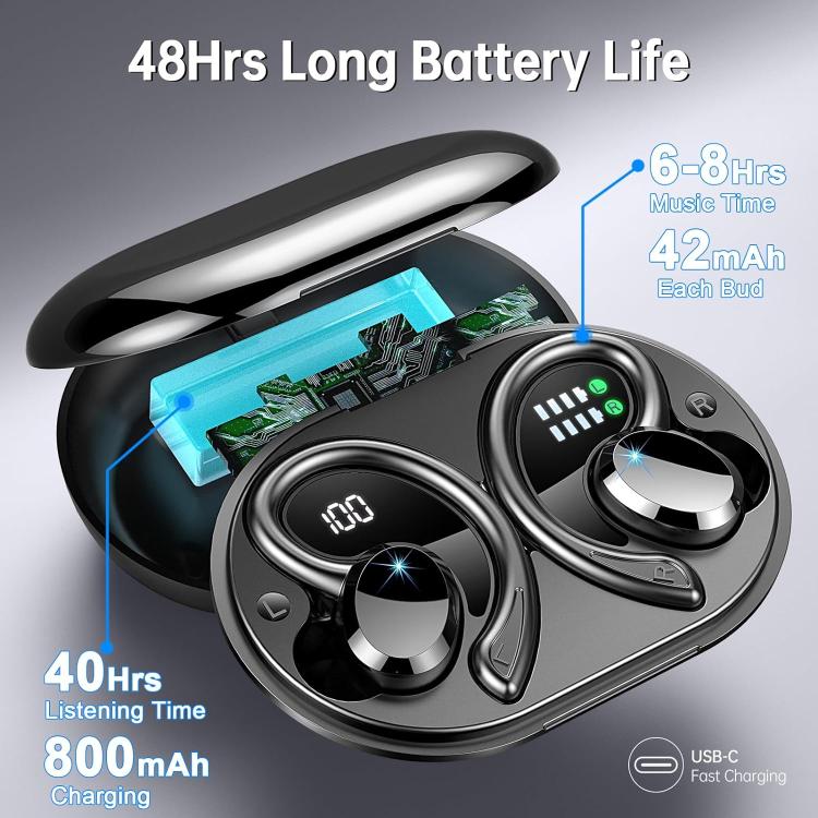 Q38 Ear-mounted LED Digital Display Wireless Bluetooth Earphone