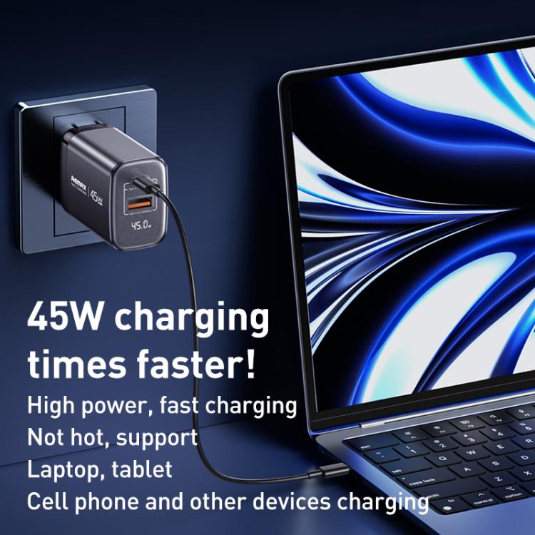 REMAX U2-AC 45W USB and Type-C GaN Digital Display Fast Charger, EU Plug, UK Plug