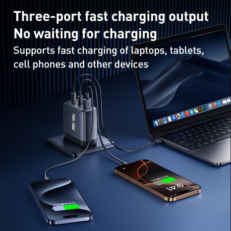 REMAX U2-AC 100W USB and Dual Type-C GaN Digital Display Fast Charger