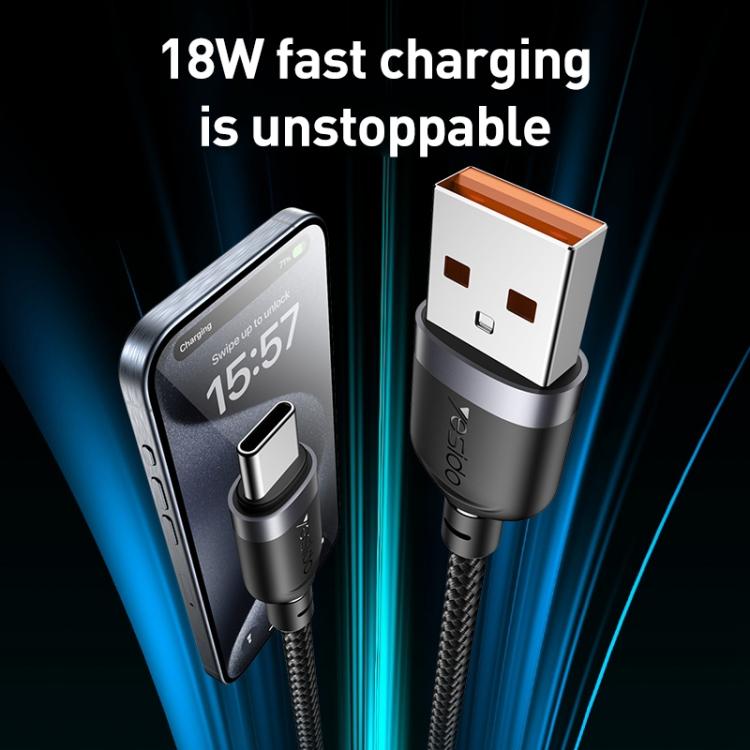 Yesido 3A USB to Type-C Fast Charging Cable, 0.3m, 1.2m, 2m, 3m