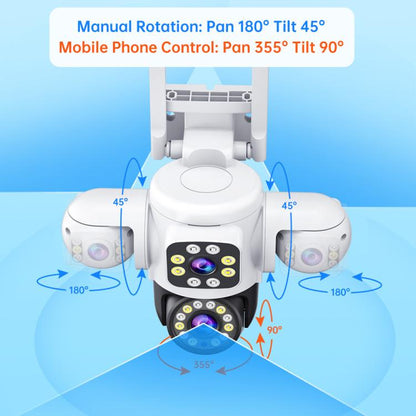 2MP HD 360 Degree Panorama 3 Lens IP66 Waterproof Wireless WiFi Camera, 15 Days Memory Card, 30 Days Memory Card