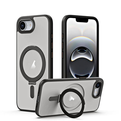 Airbag MagSafe Shockproof Frosted Phone Case with Fold Holder, For iPhone 16e / 17e, For iPhone 17 Pro Max, For iPhone 17 Pro, For iPhone 17, For iPhone Air
