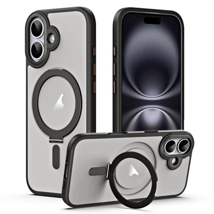 Airbag MagSafe Shockproof Frosted Phone Case with Fold Holder, For iPhone 16e / 17e, For iPhone 17 Pro Max, For iPhone 17 Pro, For iPhone 17, For iPhone Air